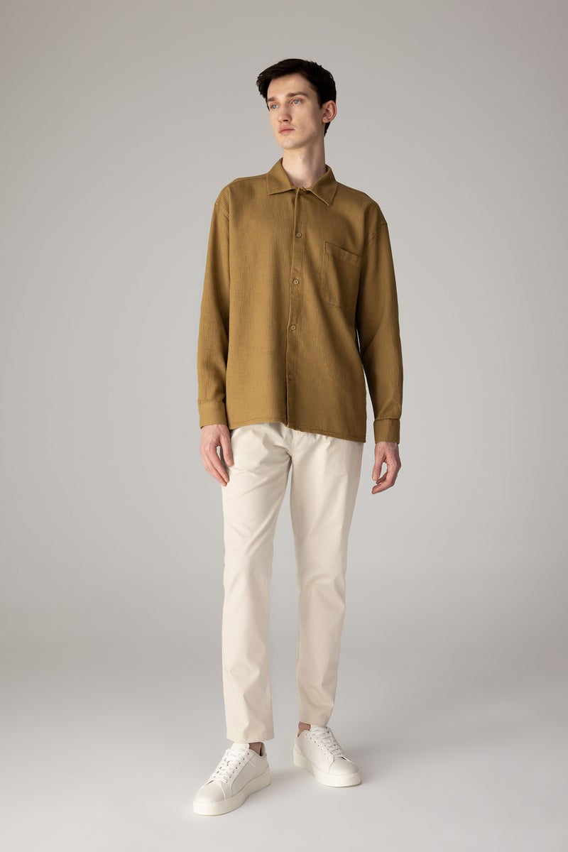 DeFacto Man Oversize Fit Polo Collar Cotton Long Sleeve Shirt  - Image 3
