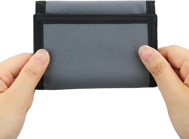 NEICY محفظة قماشية مانعة لتقنية RFID للرجال والنساء - محفظة ثلاثية الطيات بتصميم تمويهية للرياضات الخارجية مع لاصق سحري للأطفال المراهقين (رمادي) - Image 3