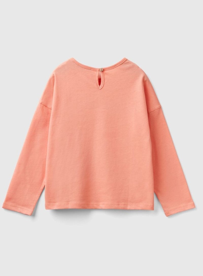 Benetton Girls Printed Long Sleeve T-Shirt - Image 2