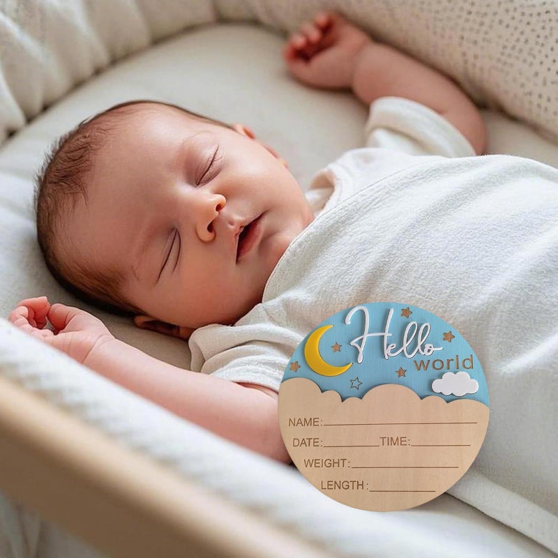 Rose Red Wooden Gender Reveal Sign Newborn Birth Announcement Board Round Photo Prop - Image 3