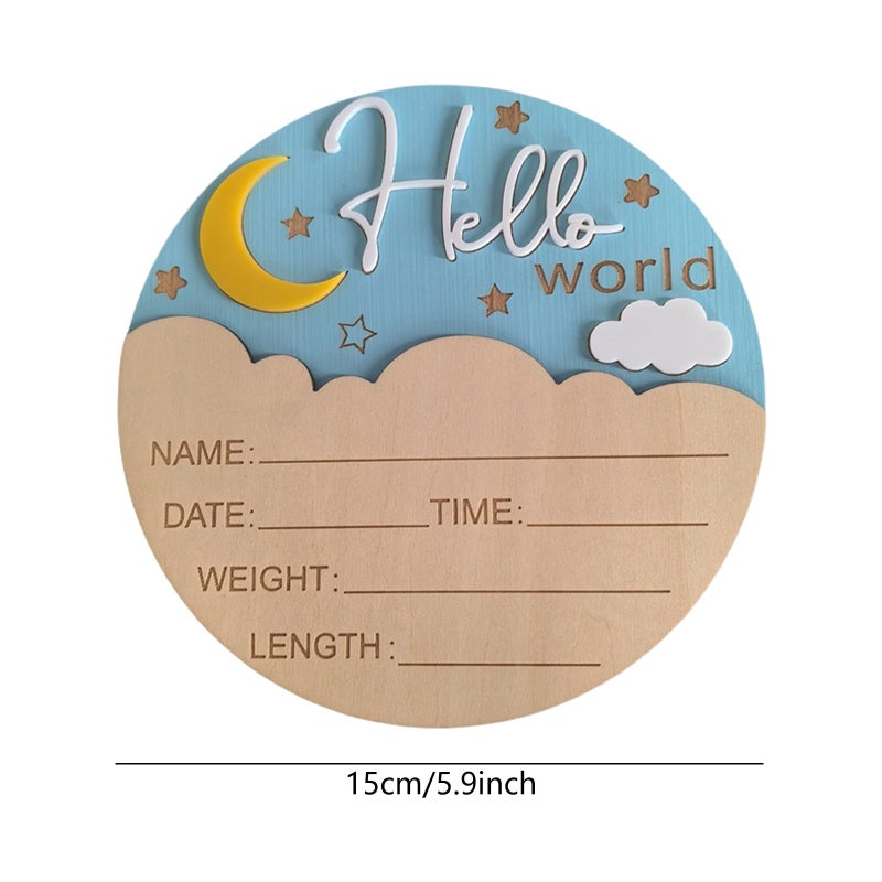 Rose Red Wooden Gender Reveal Sign Newborn Birth Announcement Board Round Photo Prop - Image 4