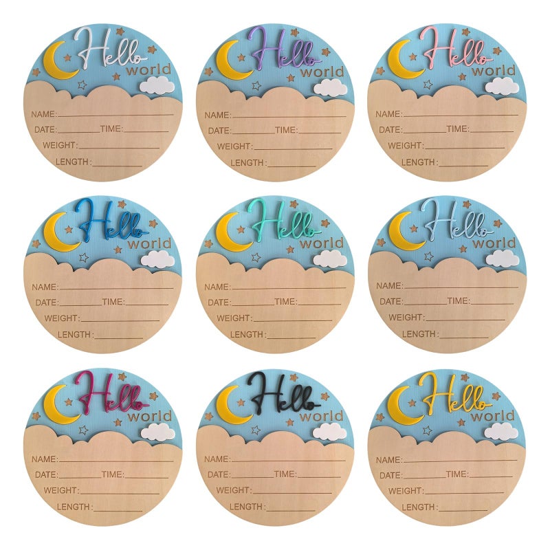 Rose Red Wooden Gender Reveal Sign Newborn Birth Announcement Board Round Photo Prop - Image 5