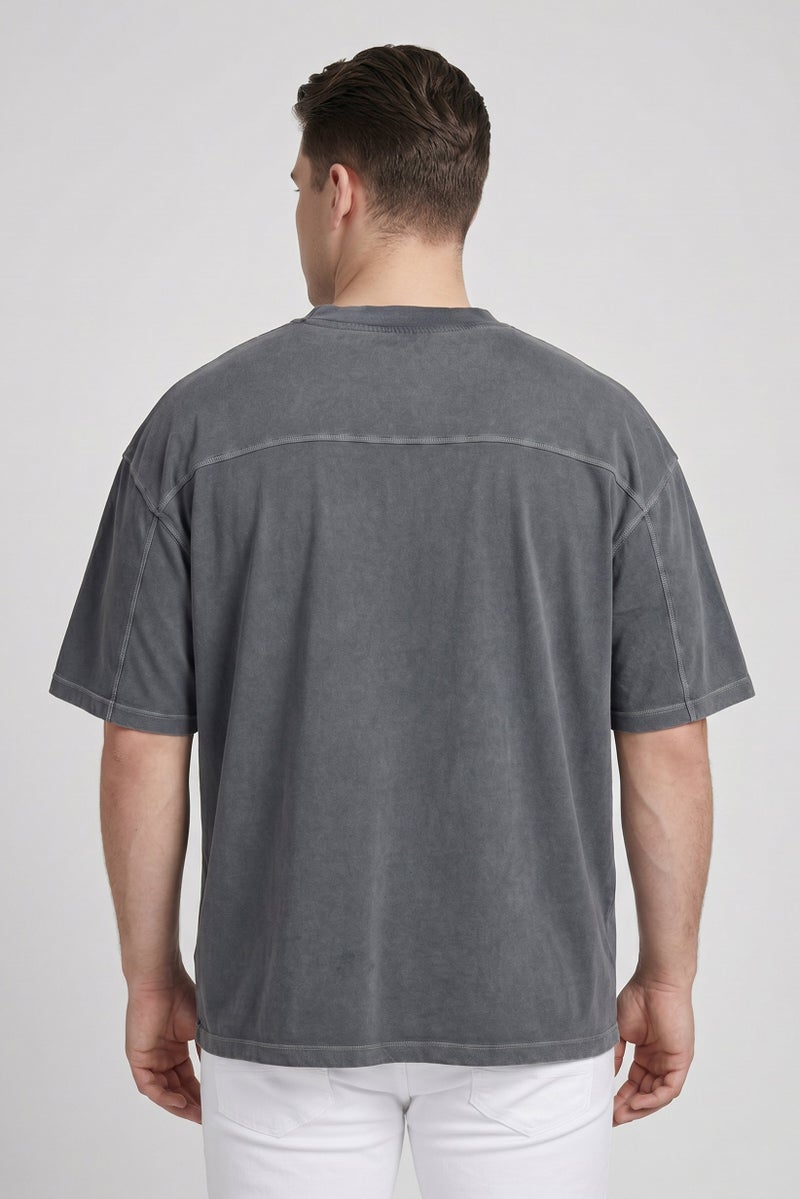 GOOD FOR NOTHING Men Crew Neck Short Sleeve Graphic Print T-Shirt, Washed Grey - Image 4