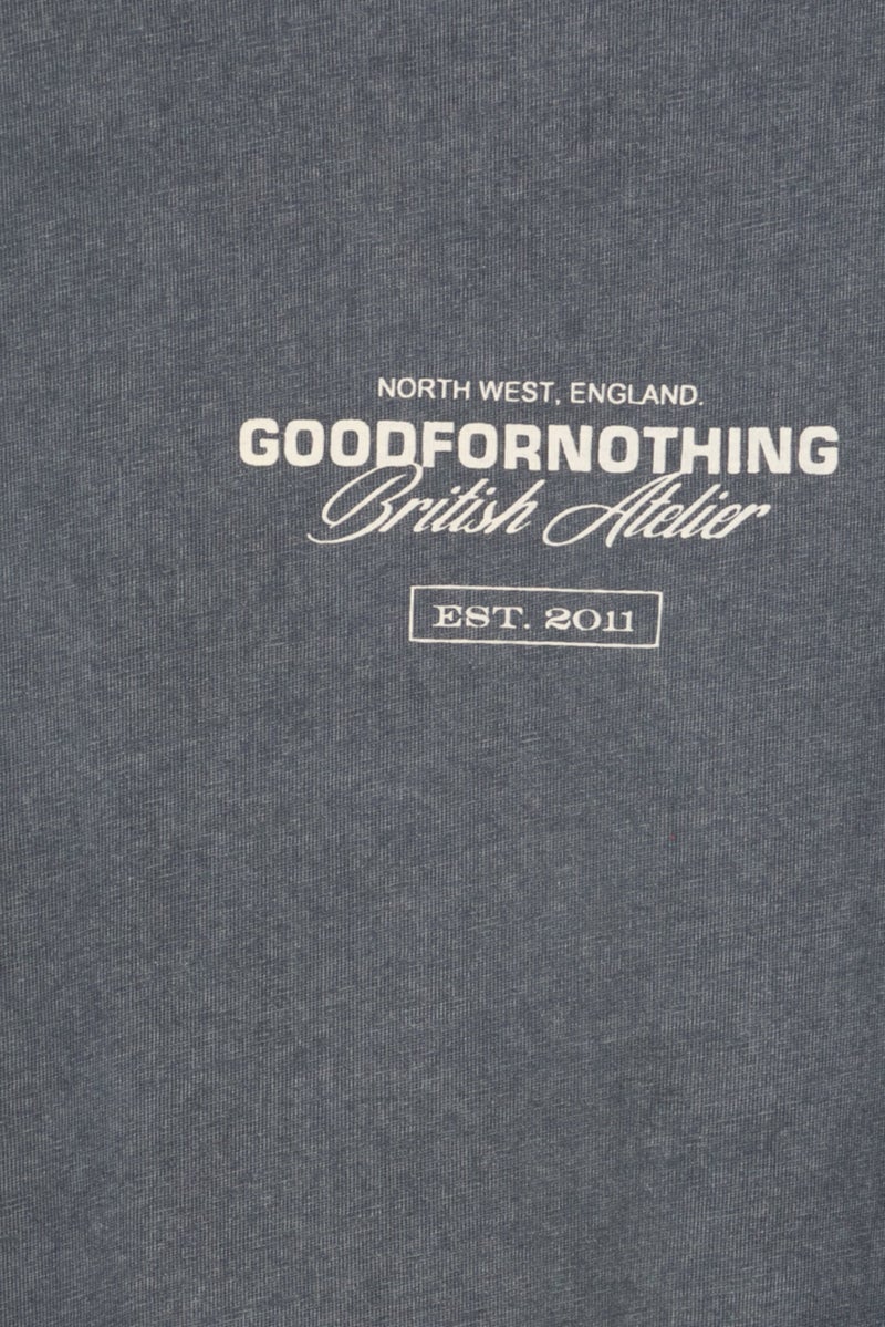 GOOD FOR NOTHING Men Crew Neck Short Sleeve Graphic Print T-Shirt, Washed Grey - Image 5