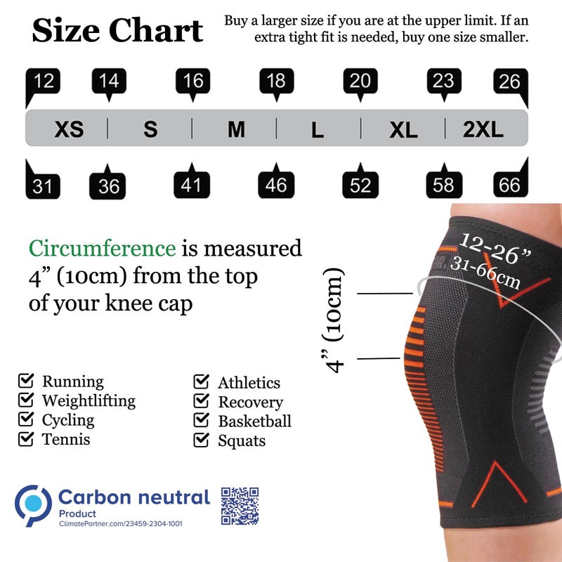 aZengear Knee Support Brace (Pair) - Compression Knee Sleeve for Joint Pain, Ligament Injury, Meniscus Tear, Arthritis, ACL, MCL, Running, Weightlifting, Squats (M) - Image 2