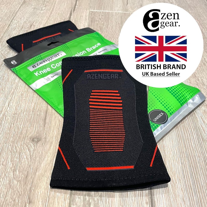 aZengear Knee Support Brace (Pair) - Compression Knee Sleeve for Joint Pain, Ligament Injury, Meniscus Tear, Arthritis, ACL, MCL, Running, Weightlifting, Squats (M) - Image 5