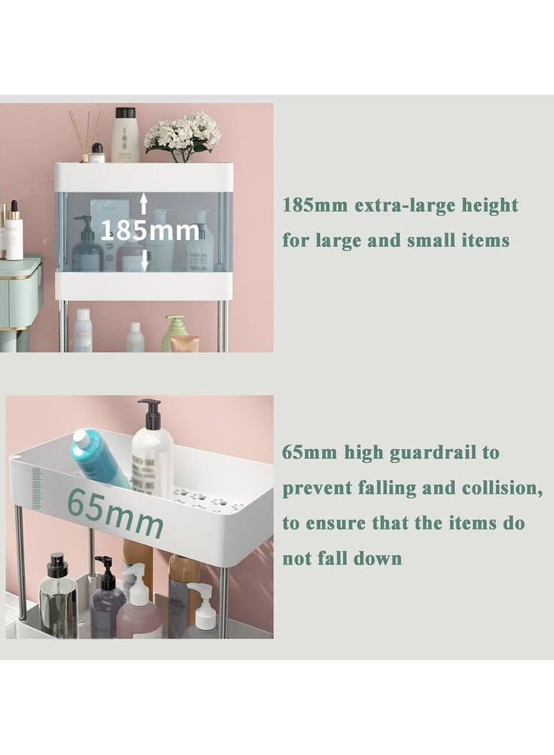 بلومنغ تايم عربة تخزين دوارة بثلاث طبقات، منظم انزلاقي رفيع للحمام والمطبخ وغرفة الغسيل والأماكن الضيقة - Image 5