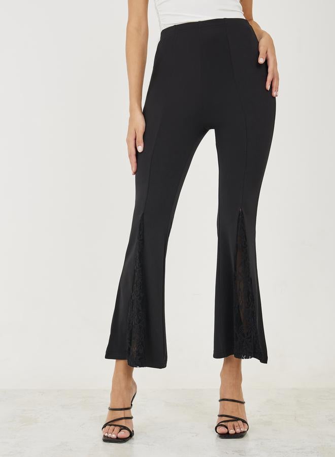Styli High Rise Lace Insert Fit and Flare Pants  - Image 1