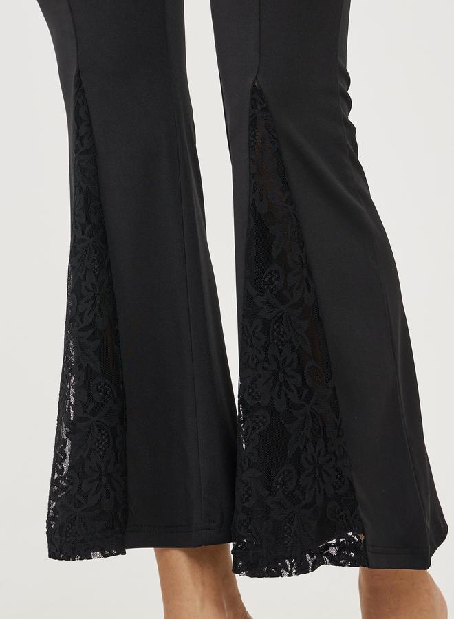 Styli High Rise Lace Insert Fit and Flare Pants  - Image 3