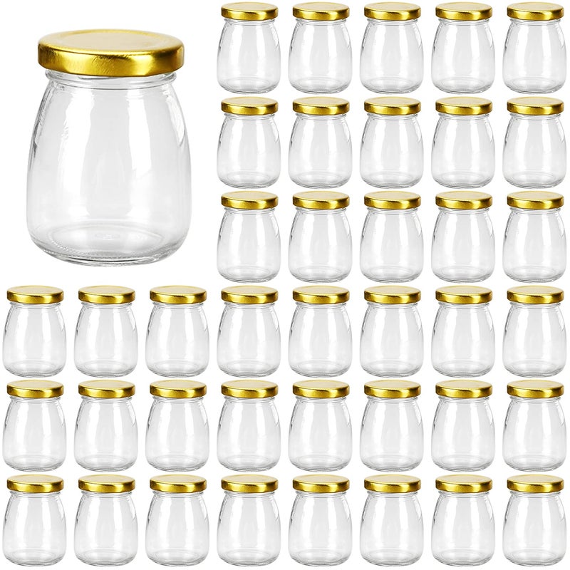 Small Glass Pudding  Yogurt Container With Airtight Lids7oz Clear For MilkJamsJellyMousseFvaorsSpice Food Storage Jars Sets 40Pack