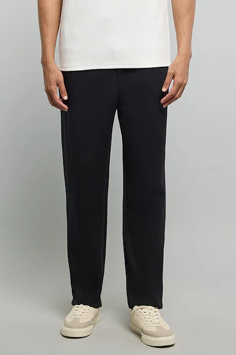 R&B Solid Knitted Pants with Drawstring Waist
