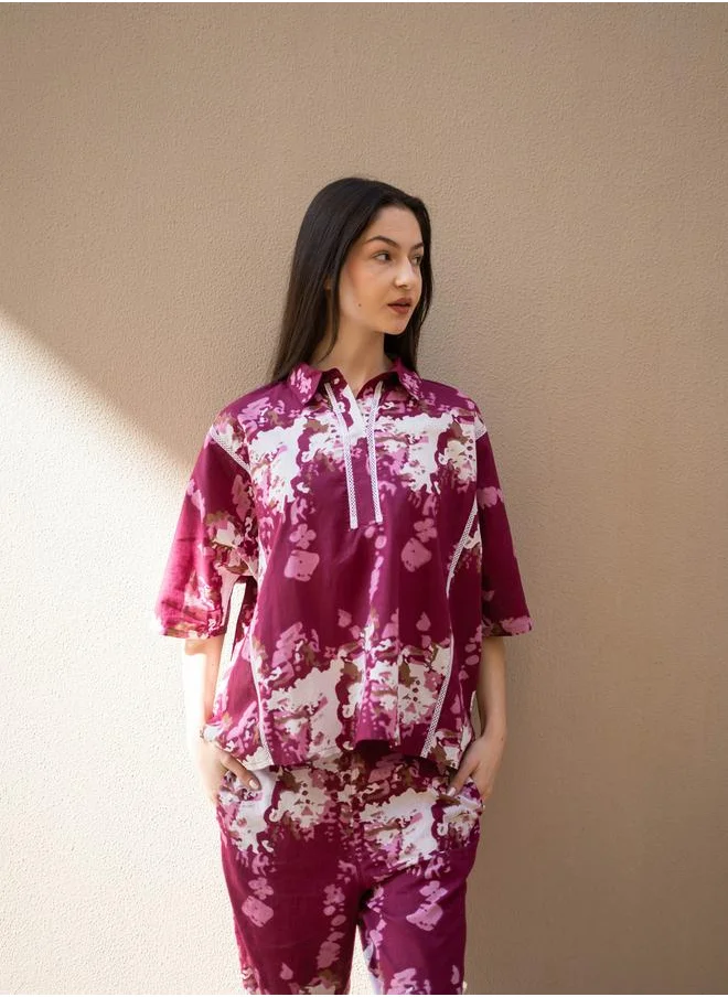سانسكريتي هومز Sanskrutihomes Pure Cotton Printed Top and Pyjama Set