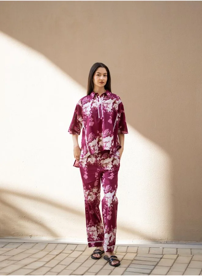 سانسكريتي هومز Sanskrutihomes Pure Cotton Printed Top and Pyjama Set