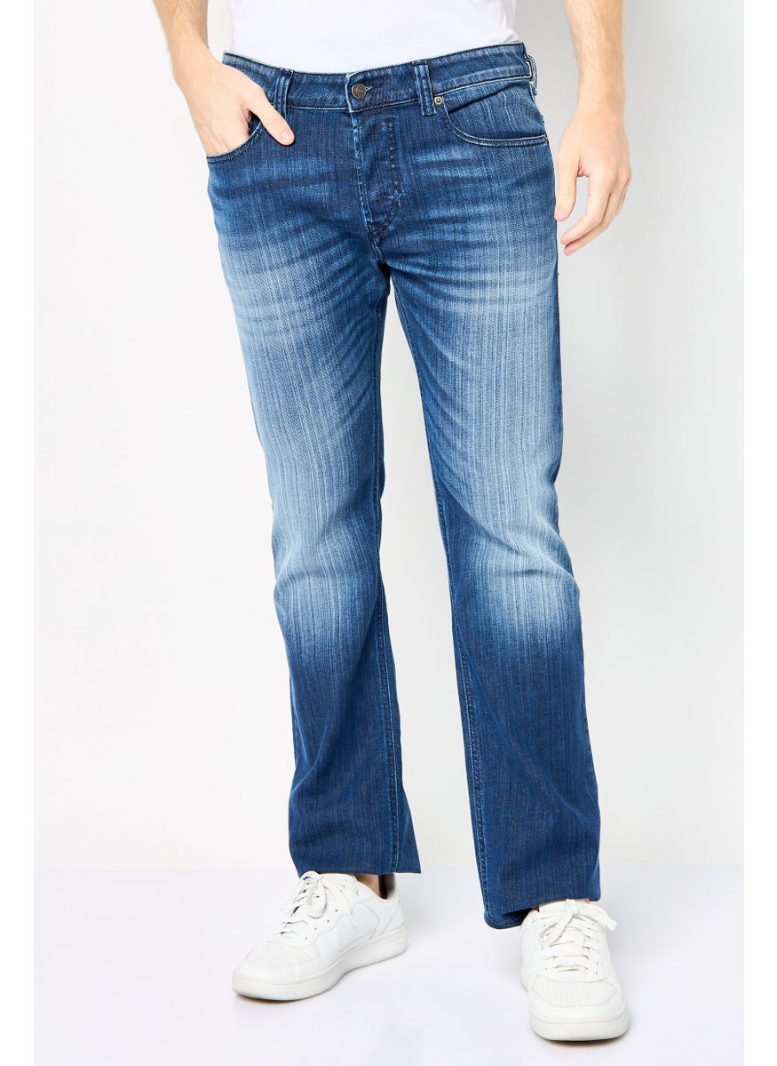 DIESEL Men Safado-X Regular Fit Washed Stretchable Jeans, Blue  - Image 1