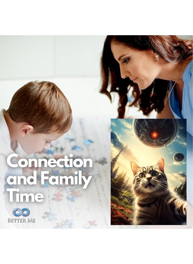 Better Me UFO Selfie Cat 1000 Piece Puzzle - UFO Cat Puzzles for Adults with Alien UFO Spaceship. Jigsaw Puzzle for Cool Puzzle, Fun Puzzle & Unique Puzzle Fans (UFO Selfie Cat Puzzle) - Image 1