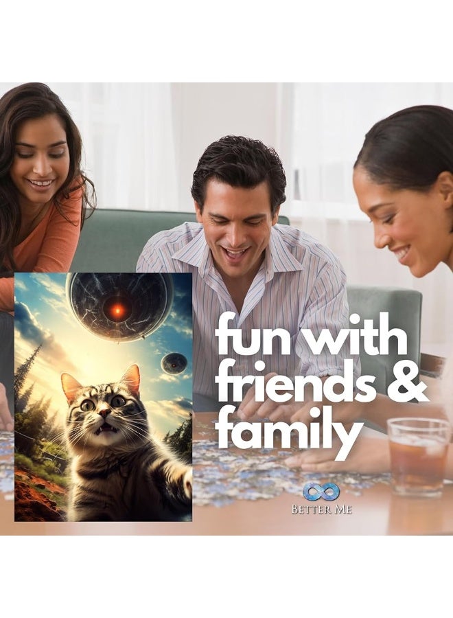 Better Me UFO Selfie Cat 1000 Piece Puzzle - UFO Cat Puzzles for Adults with Alien UFO Spaceship. Jigsaw Puzzle for Cool Puzzle, Fun Puzzle & Unique Puzzle Fans (UFO Selfie Cat Puzzle) - Image 3