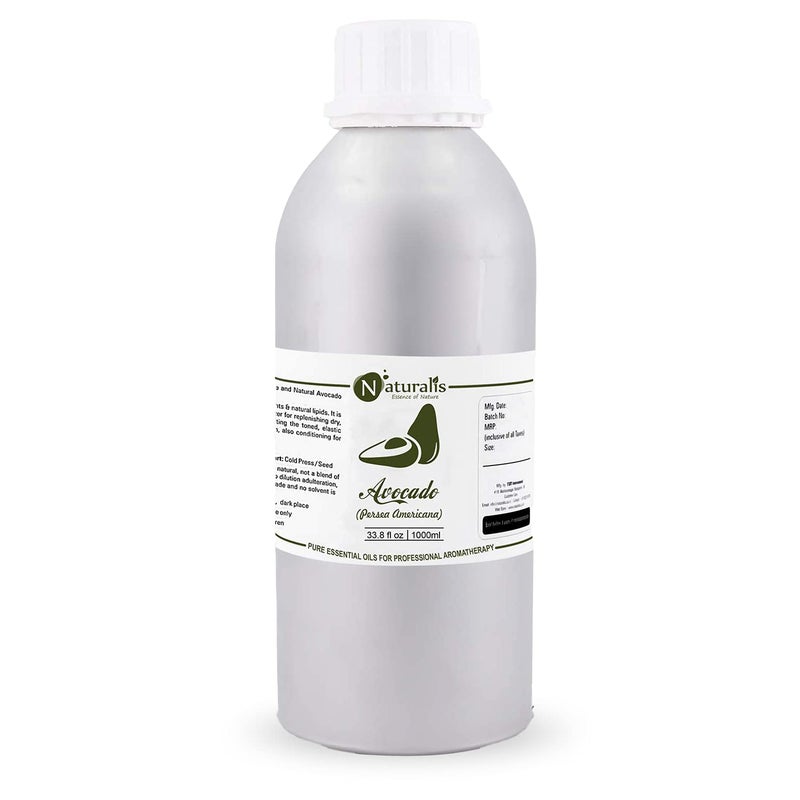 Naturalis Essence of Nature Pure Cold Pressed Avocado Oil Moisturizer for Dry Skin Body and Hair 1000ml - Image 1