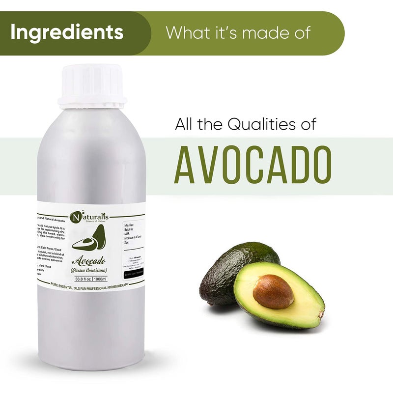 Naturalis Essence of Nature Pure Cold Pressed Avocado Oil Moisturizer for Dry Skin Body and Hair 1000ml - Image 2