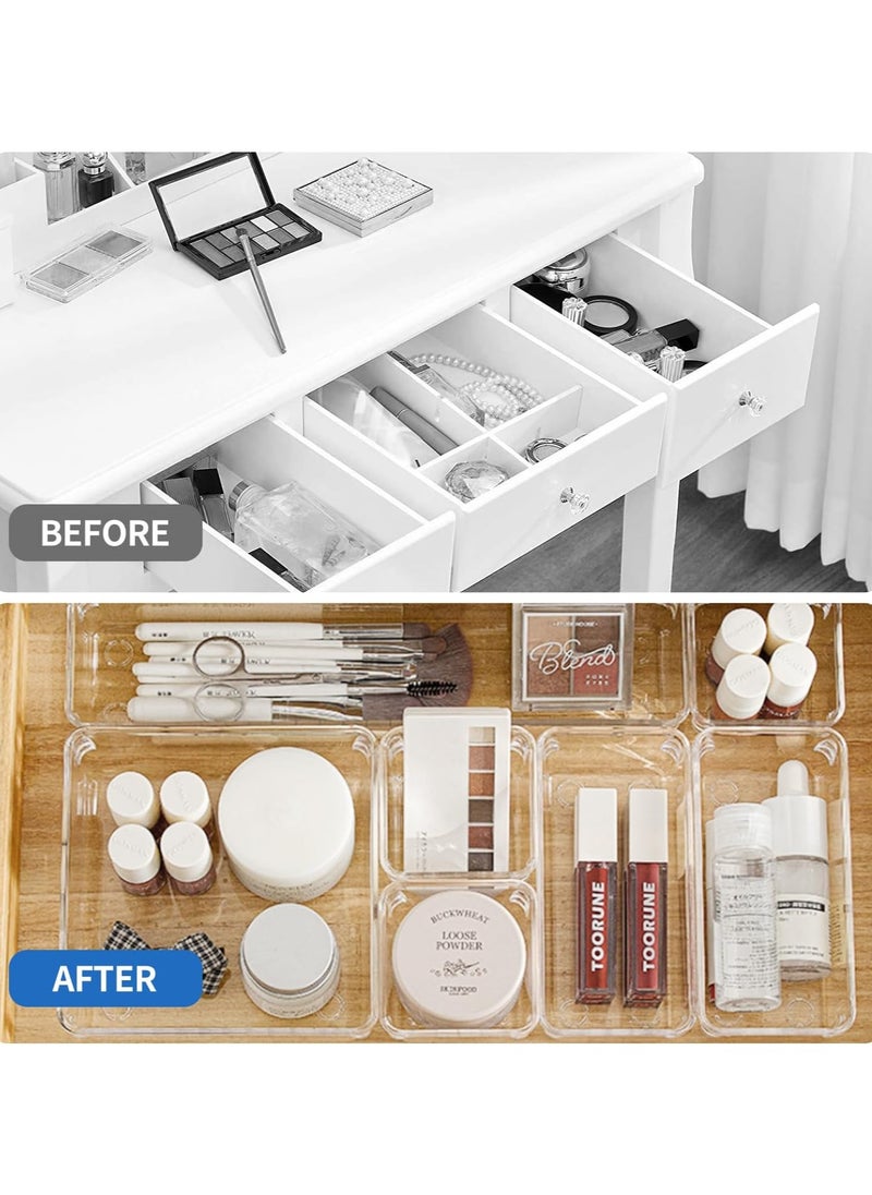 wnnualo 16 PCS Clear Plastic Drawer Organizer Tray for Makeup, Kitchen Utensils, Jewelries and Gadgets  - Image 3