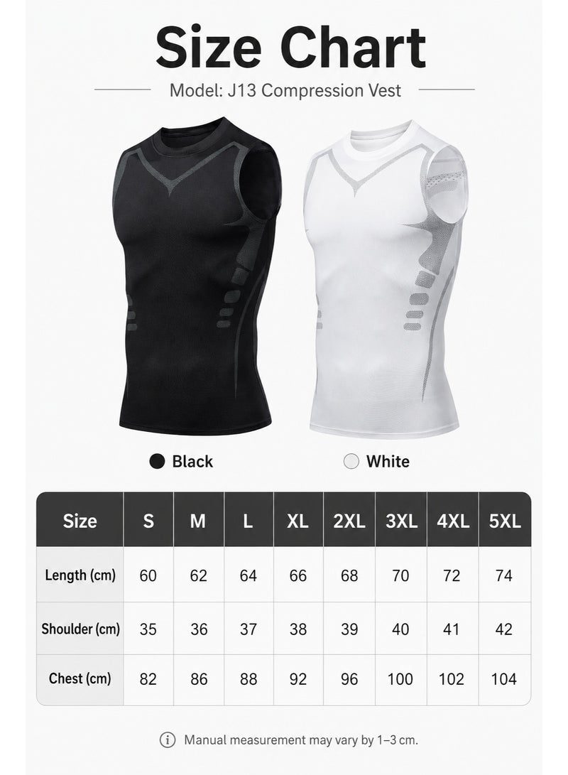 Men's Compression Tank Top Body Shaper Vest, Slim Fit Sleeveless Gym Workout Undershirt, Quick Dry Stretch Fitness Vest for Training & Daily Wear - Image 2