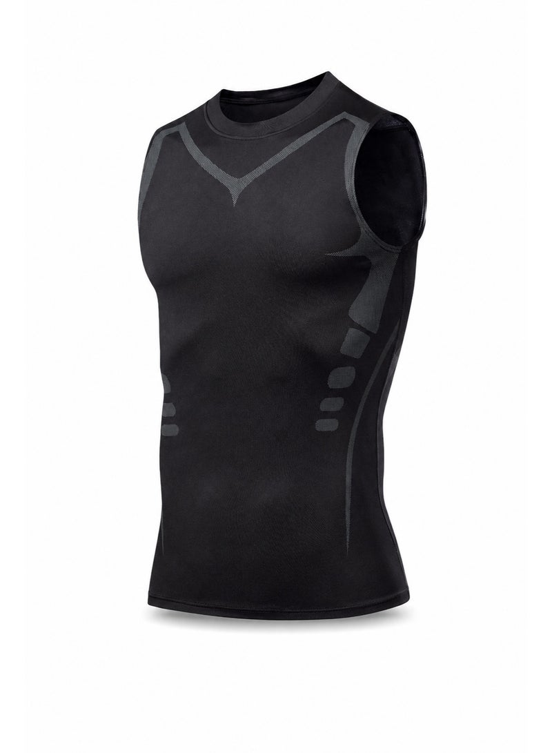 Men's Compression Tank Top Body Shaper Vest, Slim Fit Sleeveless Gym Workout Undershirt, Quick Dry Stretch Fitness Vest for Training & Daily Wear - Image 1