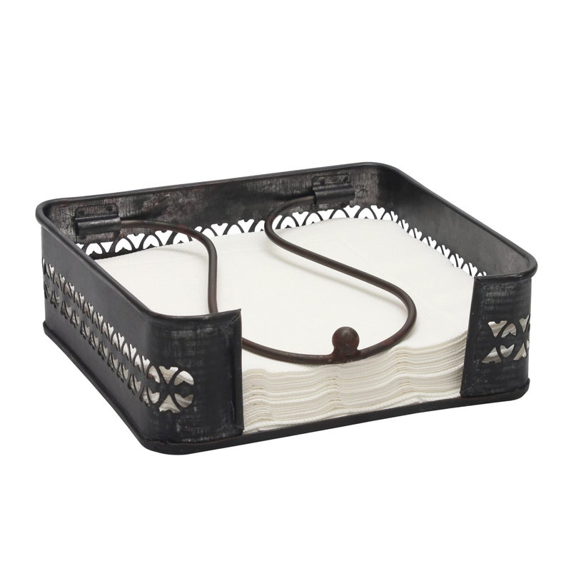 Stonebriar Industrial Black Graphite Metal Table Top Napkin Holder Decorative Napkin Tray for Dining Table and Kitchen Unique Tissue Dispenser for Bathroom Horizontal Display