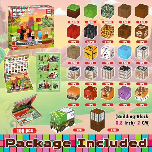 Magnetopia Magnetic Blocks 100PCS Magnetic Building Blocks Stacking Magnets for Kids STEM Learning for Kid Magnetic Blocks for Kids Ages 4 5 6 7 8 9 Birthday Gifts for 310 Years Old Boys Girls - Image 5