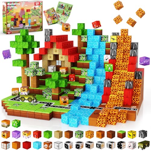 Magnetopia Magnetic Blocks 100PCS Magnetic Building Blocks Stacking Magnets for Kids STEM Learning for Kid Magnetic Blocks for Kids Ages 4 5 6 7 8 9 Birthday Gifts for 310 Years Old Boys Girls - Image 1