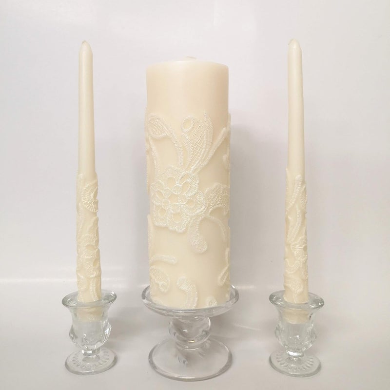 Hosley 11.50 Inch High Cream Wedding Unity Candle Set Includes 1 Pillar and 2 Taper Candles Great for Weddings as Well as Special Events and Emergency Lighting or for Reiki Spa Meditation - Image 3