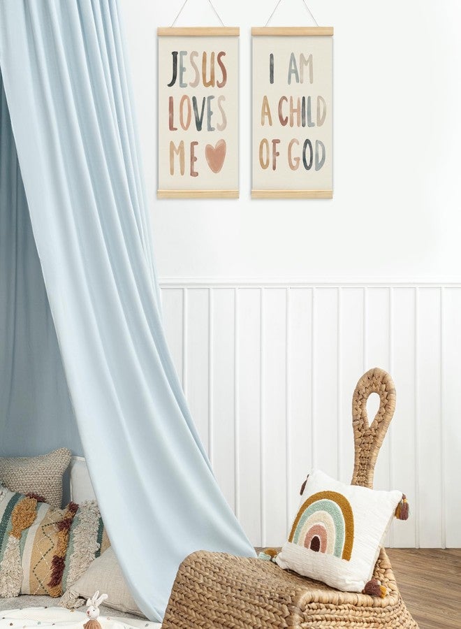 foedor Christian Jesus Nursery Wall Art Decor, Christian Jesus Kids Wall Art Decor, Boho God Decorations For Baby Girls Boys Room Bedroom Bathroom Classroom Church Wood Posters Framed 12X16 In Set Of 2 - Image 2