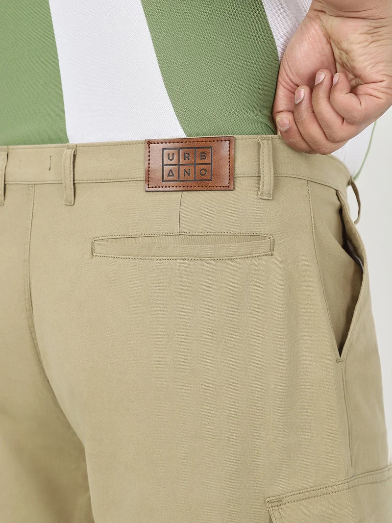 Urbano Fashion  Urbano Plus Men's Light Olive Loose Baggy Fit Solid Cargo Chino Trouser Pant with 6 Pockets Non-Stretchable for Men | Best Price UAE