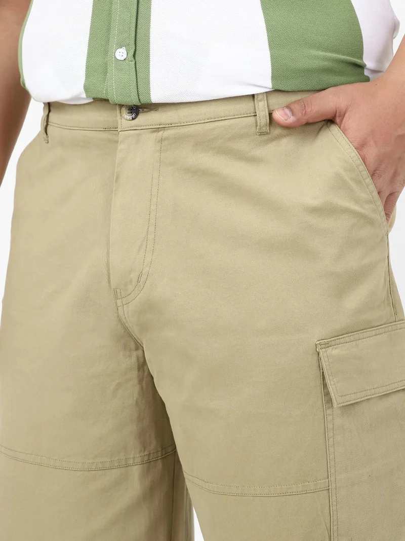 Urbano Fashion  Urbano Plus Men's Light Olive Loose Baggy Fit Solid Cargo Chino Trouser Pant with 6 Pockets Non-Stretchable for Men | Best Price UAE