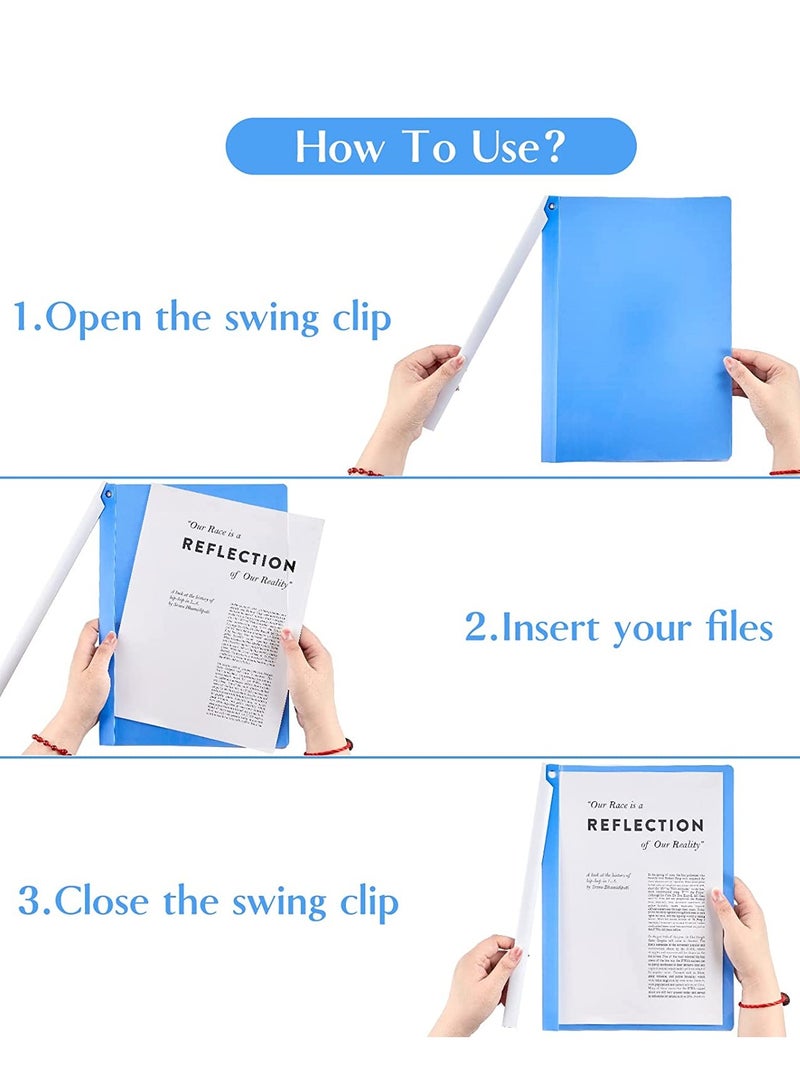 5 Pack Clear Report Covers with Rotating Bars, Plastic Report Folders for A4 Size Paper Resume Presentation File Document Organizer, 30 Sheets Capacity