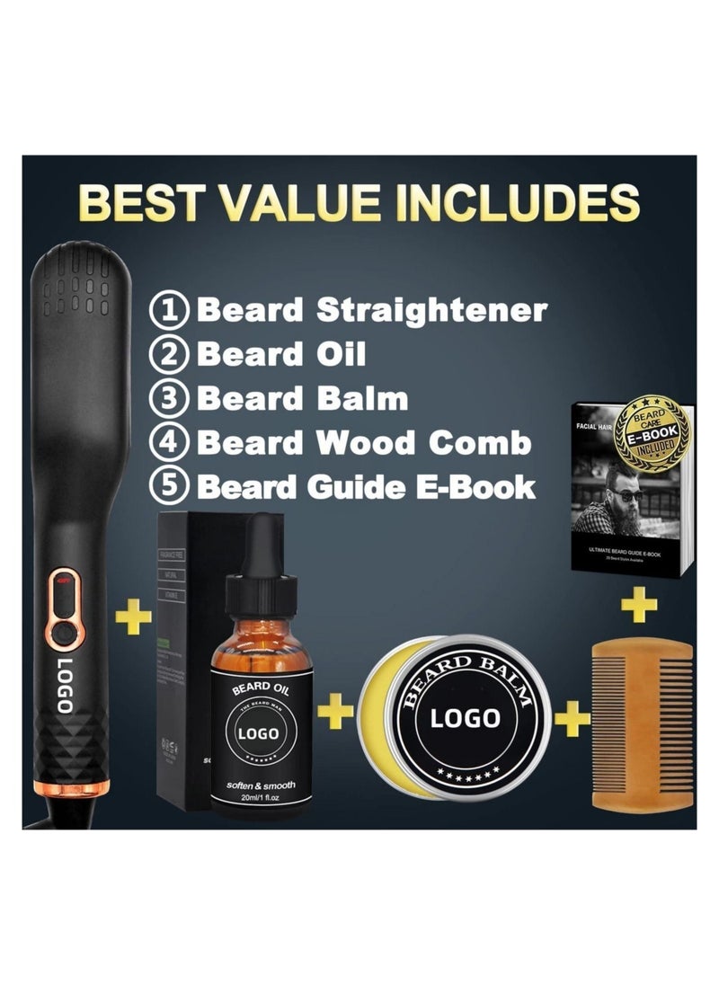 Generic - 5 in 1 Beard Straightener for Men, DMG Straightening Comb with Balm, 3 Adjustable Temperature, 360° Rotating Power Cord, Ceramic Electric Comb, Original Men's Gift Sets - Image 1