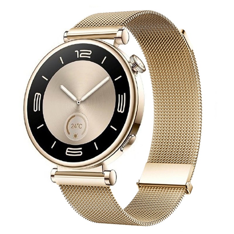 For Huawei Watch Gt5 41Mm Daul-Section Magnetic Milan Steel Mesh Watch Band(Rose Gold) - Image 1