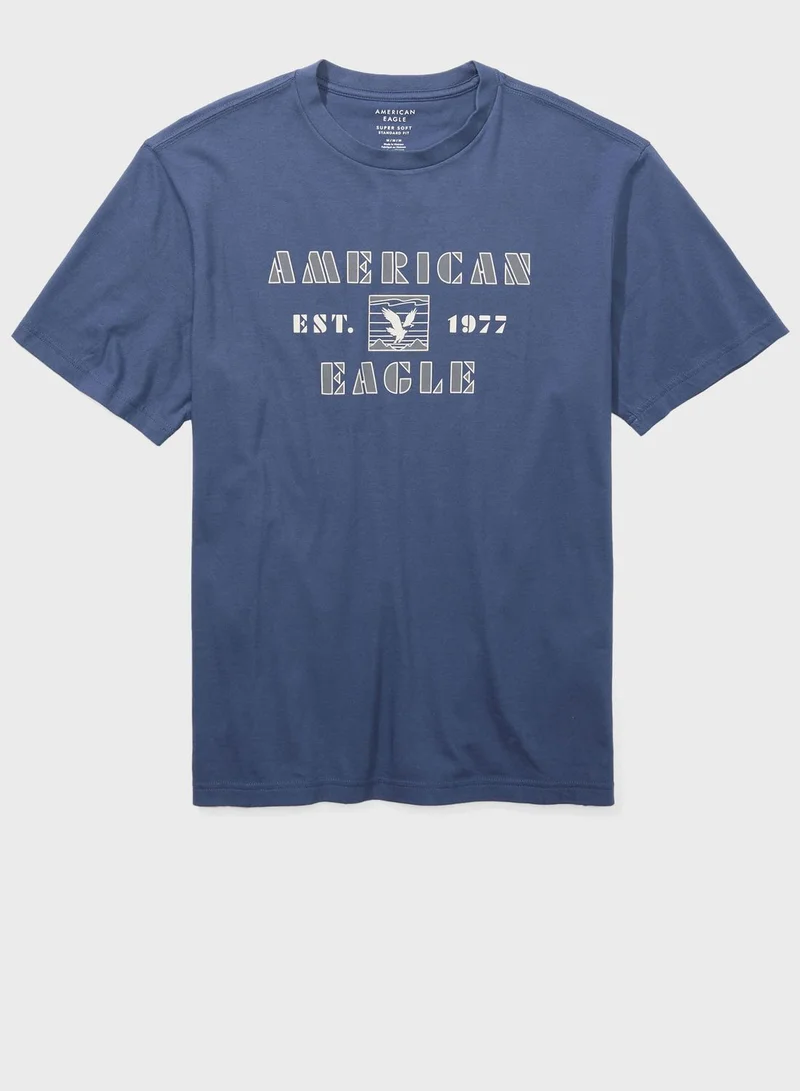 امريكان ايجل Embroidered Graphic Crew Neck T-Shirt