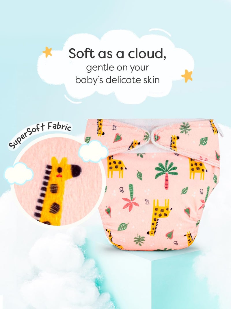 Superbottoms Freesize UNO SuperSoft Cloth Diaper (with Velcro) | Reusable, Adjustable Cloth Diaper for Babies | Dry Feel Comfort | Fits from 3 Months to 3 Years | Washable & Rash-Free | Sunset Safari - Image 3