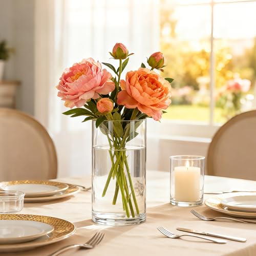 Brajttt 12pcs Thick Glass Cylinder Vase 6 Inch – Clear Glass Flower Vase & Floating Candle Holders for Centerpieces,Cylinder Vases Bulk Weighted Base for Wedding, Home & Dining Table Décor Gift - Image 5