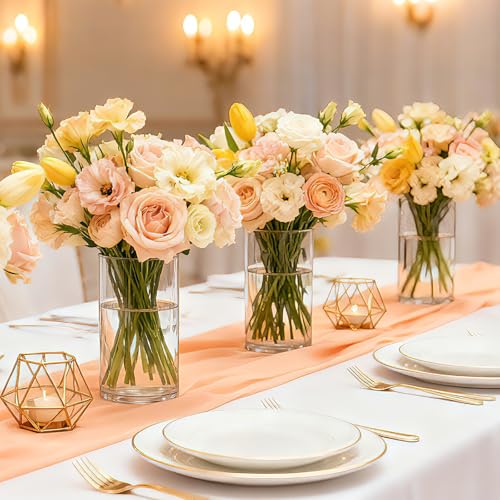 Brajttt 12pcs Thick Glass Cylinder Vase 6 Inch – Clear Glass Flower Vase & Floating Candle Holders for Centerpieces,Cylinder Vases Bulk Weighted Base for Wedding, Home & Dining Table Décor Gift - Image 3