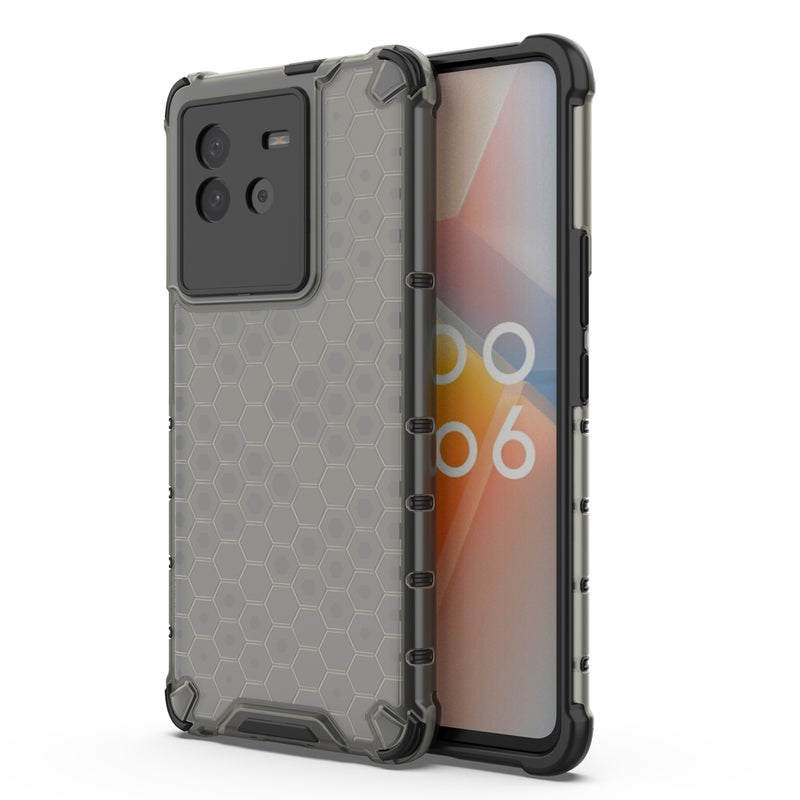HuHa Case Cover For vivo iQOO Neo6 5G China Shockproof Honeycomb PC + TPU Protective Case(Black) - Image 1