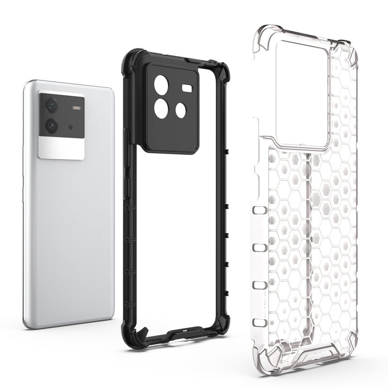 HuHa Case Cover For vivo iQOO Neo6 5G China Shockproof Honeycomb PC + TPU Protective Case(Black) - Image 5