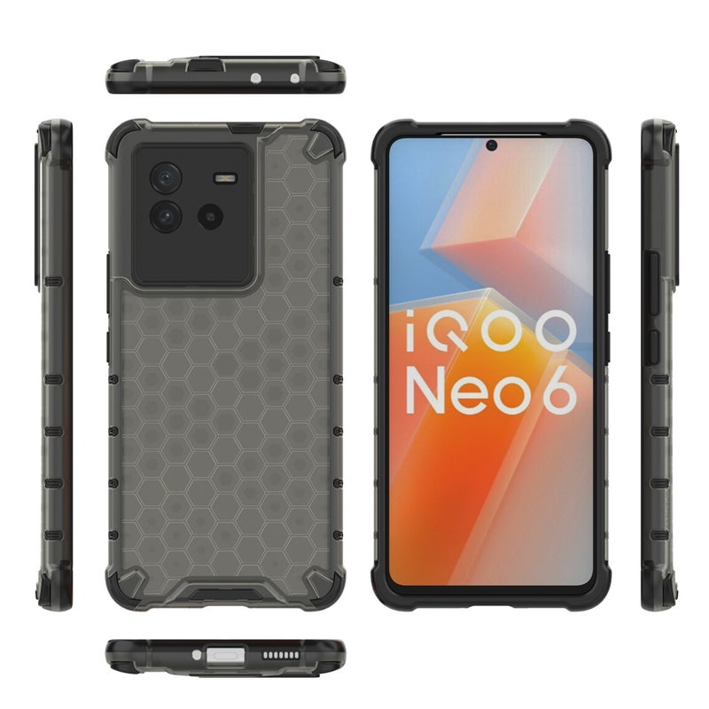 HuHa Case Cover For vivo iQOO Neo6 5G China Shockproof Honeycomb PC + TPU Protective Case(Black) - Image 3
