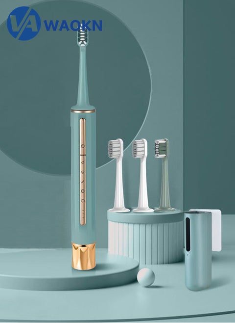 Rechargeable Sonic Electric Toothbrush High-frequency Vibration IPX8 Waterproof Power Toothbrush 5 Modes Adjustable and Smart Electric Toothbrush with 4 Detachable Brush Heads and 1 Wall Hanging Box