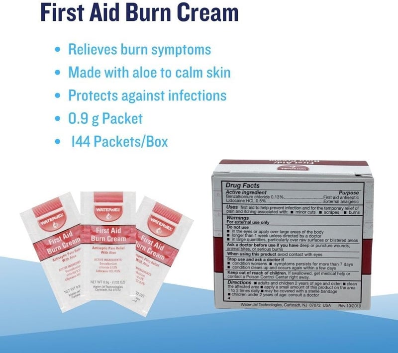Water Jel First Aid Burn Cream Antiseptic Burn Relief 144 per Dispenser Box 09 g Packets MS60768 - Image 3