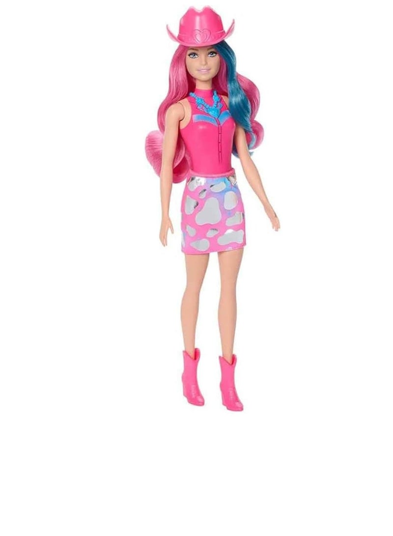 Barbie دمية الموضة ذات اللون المتغير وإكسسوارات مع 6 مفاجآت، سلسلة نجمة الديسكو مع لمعان معدني وبلوزة متغيرة اللون 1 قطعة (قد تختلف الأنماط) - Image 4