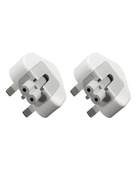 Ntech Pack Of 2 UK Plug Duckhead Power Adapter with FUSE For All MacBook's USB-C Power Adapters MagSafe and MagSafe 2 Power Adapters 10W 12W Replacement UK 3 Pin AC Power Adapter