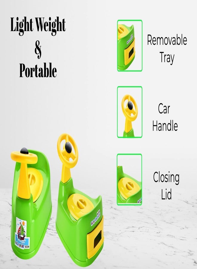 نابيا مقعد/كرسي تدريب على استخدام المرحاض على شكل سيارة من نابيا مع صينية قابلة للإزالة وغطاء قابل للإغلاق ودعم عالي للظهر للأطفال الصغار من الأولاد والبنات (من عمر 7 أشهر إلى سنتين) (أخضر) - Image 2