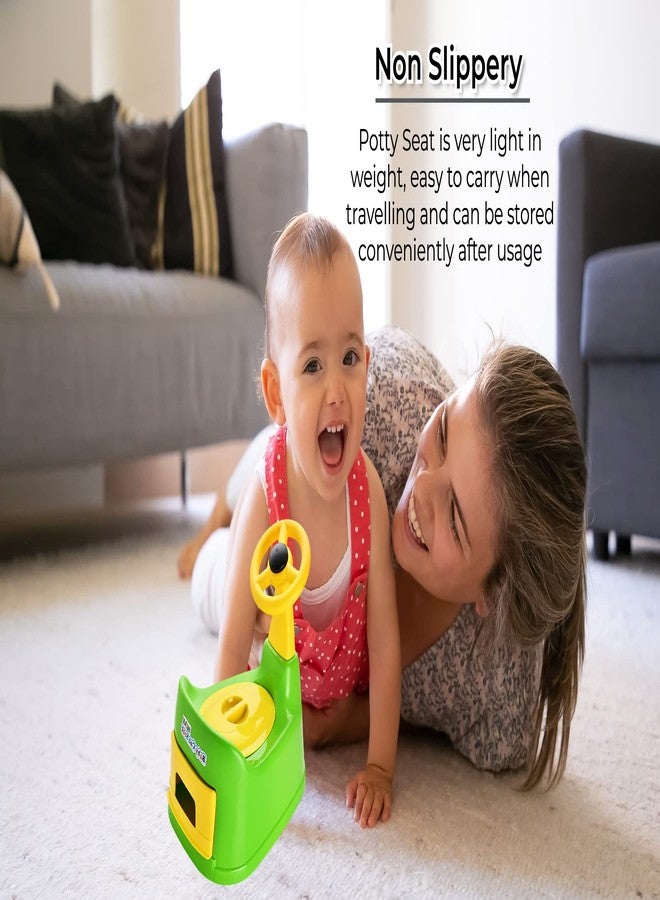نابيا مقعد/كرسي تدريب على استخدام المرحاض على شكل سيارة من نابيا مع صينية قابلة للإزالة وغطاء قابل للإغلاق ودعم عالي للظهر للأطفال الصغار من الأولاد والبنات (من عمر 7 أشهر إلى سنتين) (أخضر) - Image 5