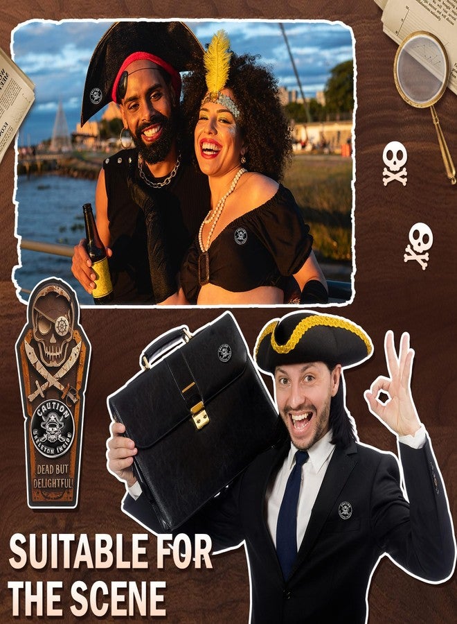 تونديامو مجموعة تونديمو المكونة من 24 دبوسًا معدنيًا لحفلات ذات طابع قراصنة، مع بطاقات وأكياس من الأورجانزا، ودبابيس بروش على شكل جمجمة عتيقة، ودبابيس طية صدر السترة على شكل هيكل عظمي، مناسبة لحفلات أعياد الميلاد والهالوين ذات الطابع القرصاني. - Image 5