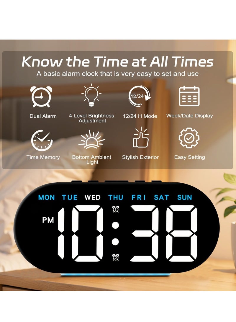 نكومي ساعة منبه رقمية مقاس 7.8 بوصة، ساعة رقمية LED مع إضاءة محيطة، ساعة طاولة بجانب السرير، لغرفة نوم المكتب للأطفال وكبار السن - Image 2